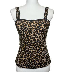Leopard Print Corset Top White House Black Market Size 4 Convertible Bustier